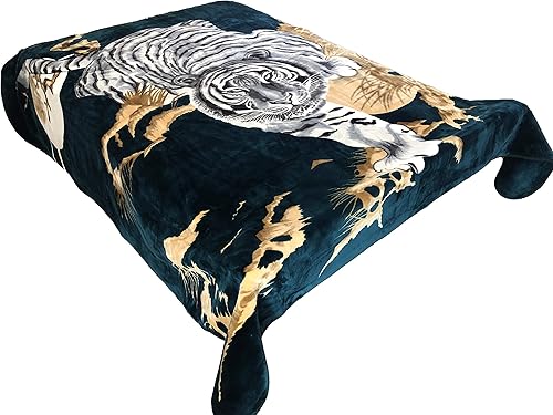 SOLARON Manta duradera coreana original de visón pesado (tigre verde, King)