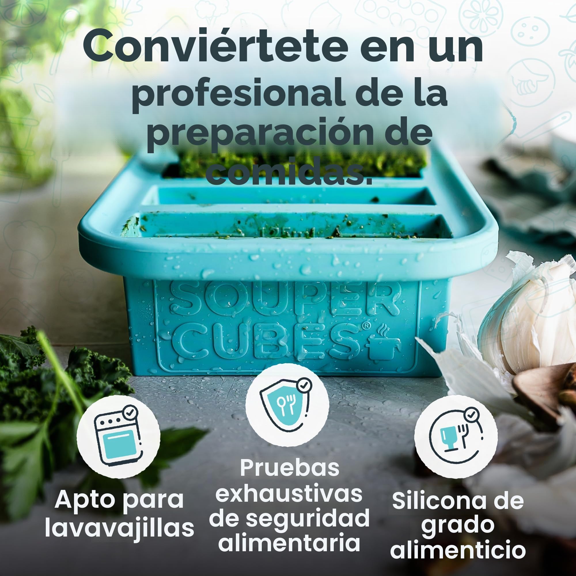 Souper Cubes Bandeja de silicona para congelador de 1/2 taza con tapa, recipiente fácil de preparar comidas y solución de almacenamiento de cocina, molde de silicona para almacenamiento de sopas y | Contenedores de silicona 100% curada con platino, aptos