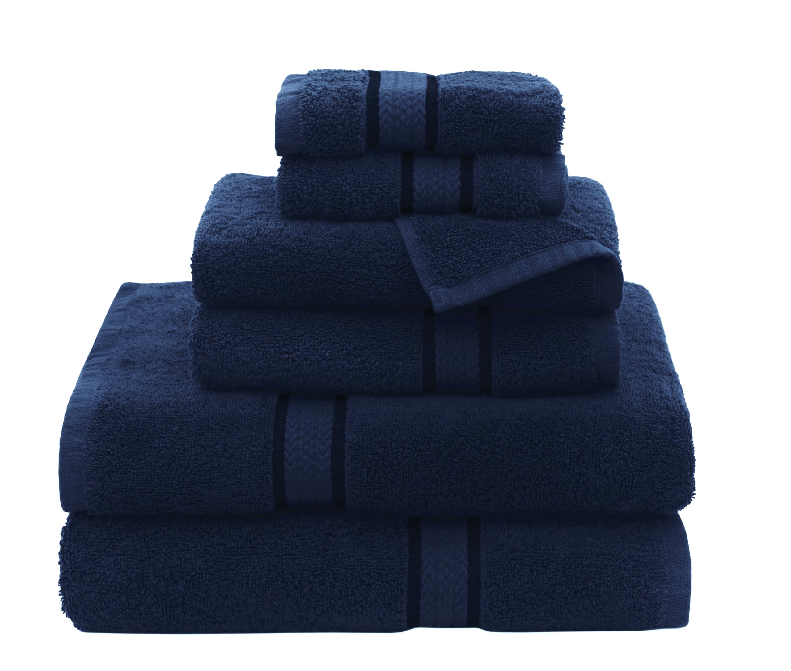 COTTON CRAFT Ultra Soft Navy Towel Set - 6 Piece -1