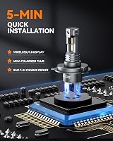Zethors H4 LED fényszóró izzó 16000LM, 400% fényerősebb, vezeték nélküli, plug and play 5