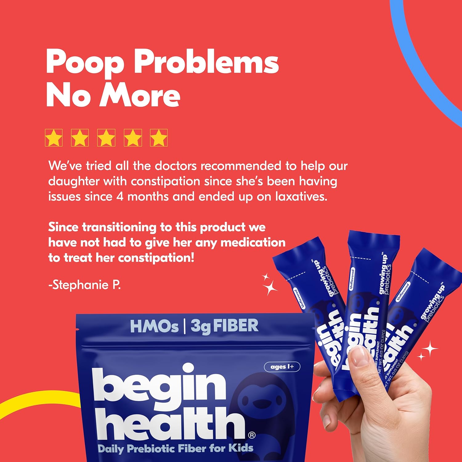 Begin Health Growing Up Prebiotics for Kids 28-Packs | Prebiotic Soluble Powder Stool Softeners and Digestive Gut Health Supplement | Ideal to Mix with Kids Daily Beverages and Soft Foods - Unflavored