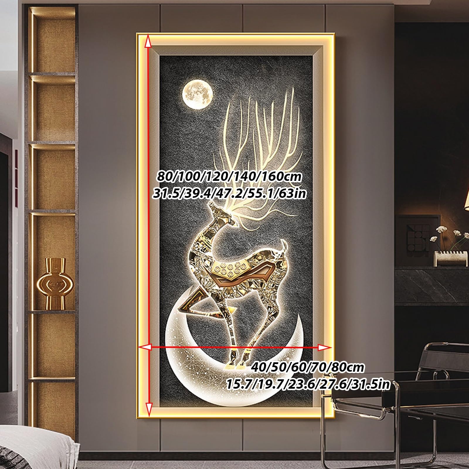 Lampada Decorativa Moderna 3D e Scultura Artistica a LED | Quadro luminoso da parete con paesaggio, Adatta per soggiorni, ingressi e interni domestici(B,80*160cm/31.5*63in)