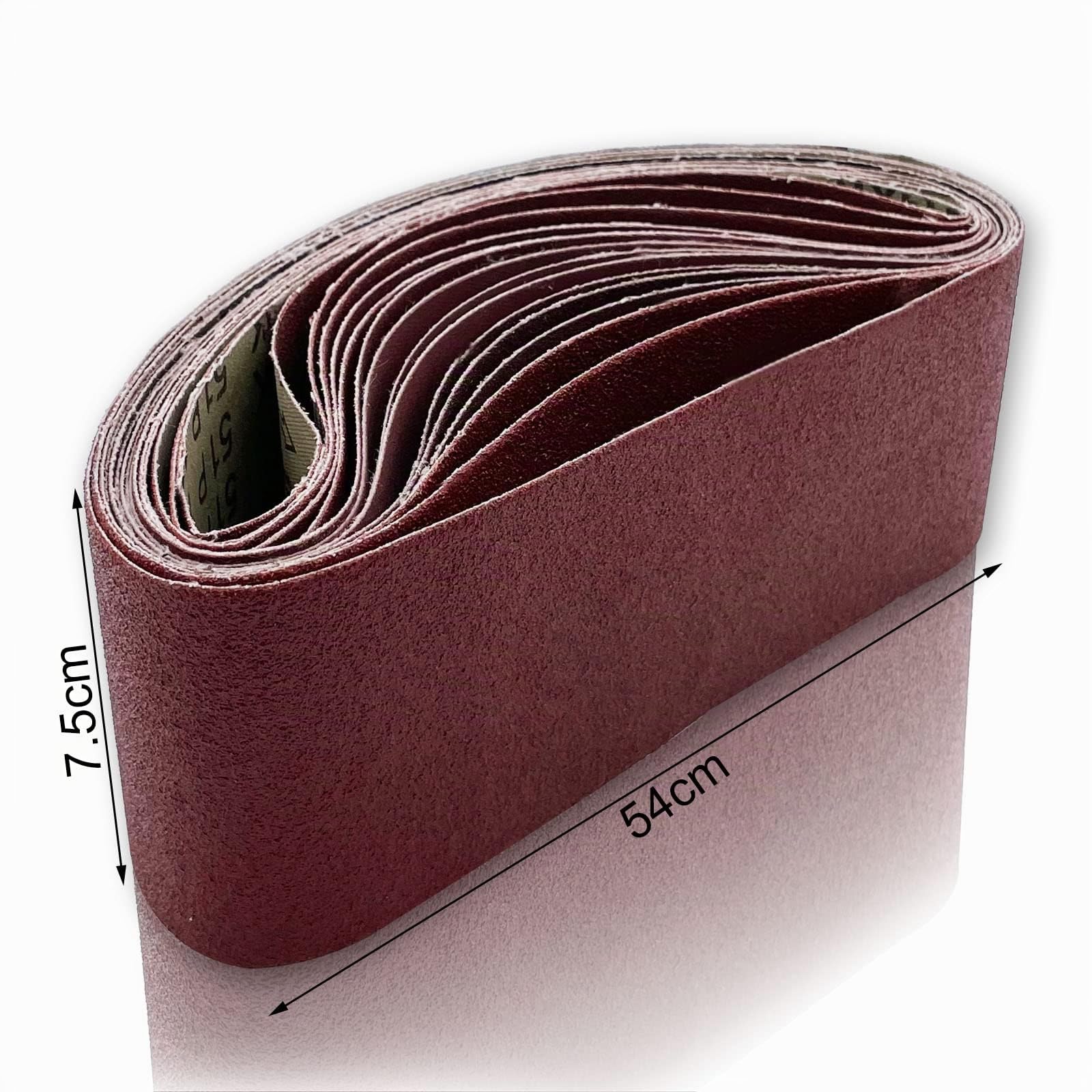 Bandas de Lijado, Juego de Bandas de Lijado de 75 x 533 mm Cada una 3 x Grano 80/120/150/240/400 para Lijadora de Banda Estacionaria, Lijadora de Disco de Banda (15 Piezas)