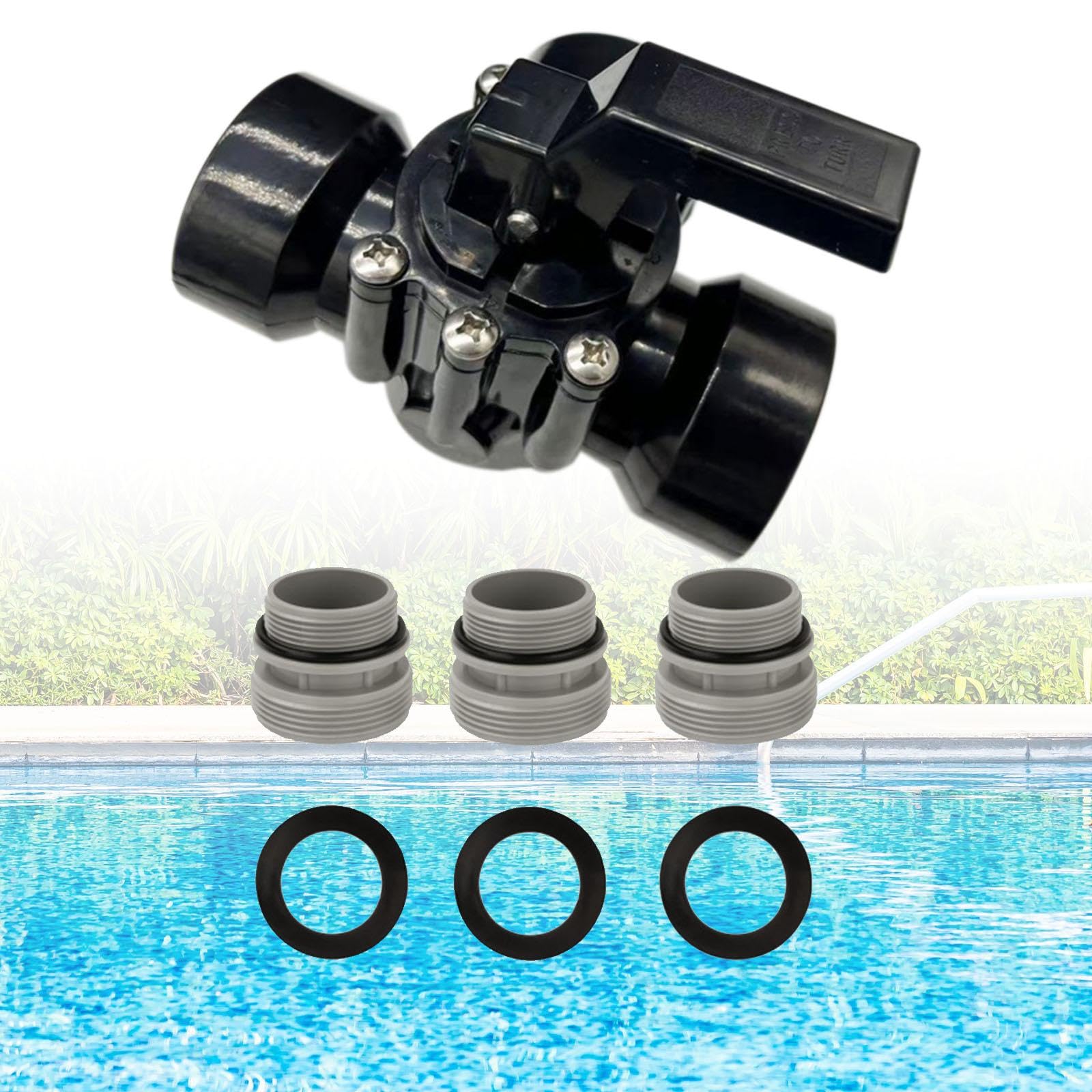 Valvola deviatrice a 3 vie Valvola deviatrice per piscina Adattatore da 1,5" 32mm 38mm per piscina, Nero