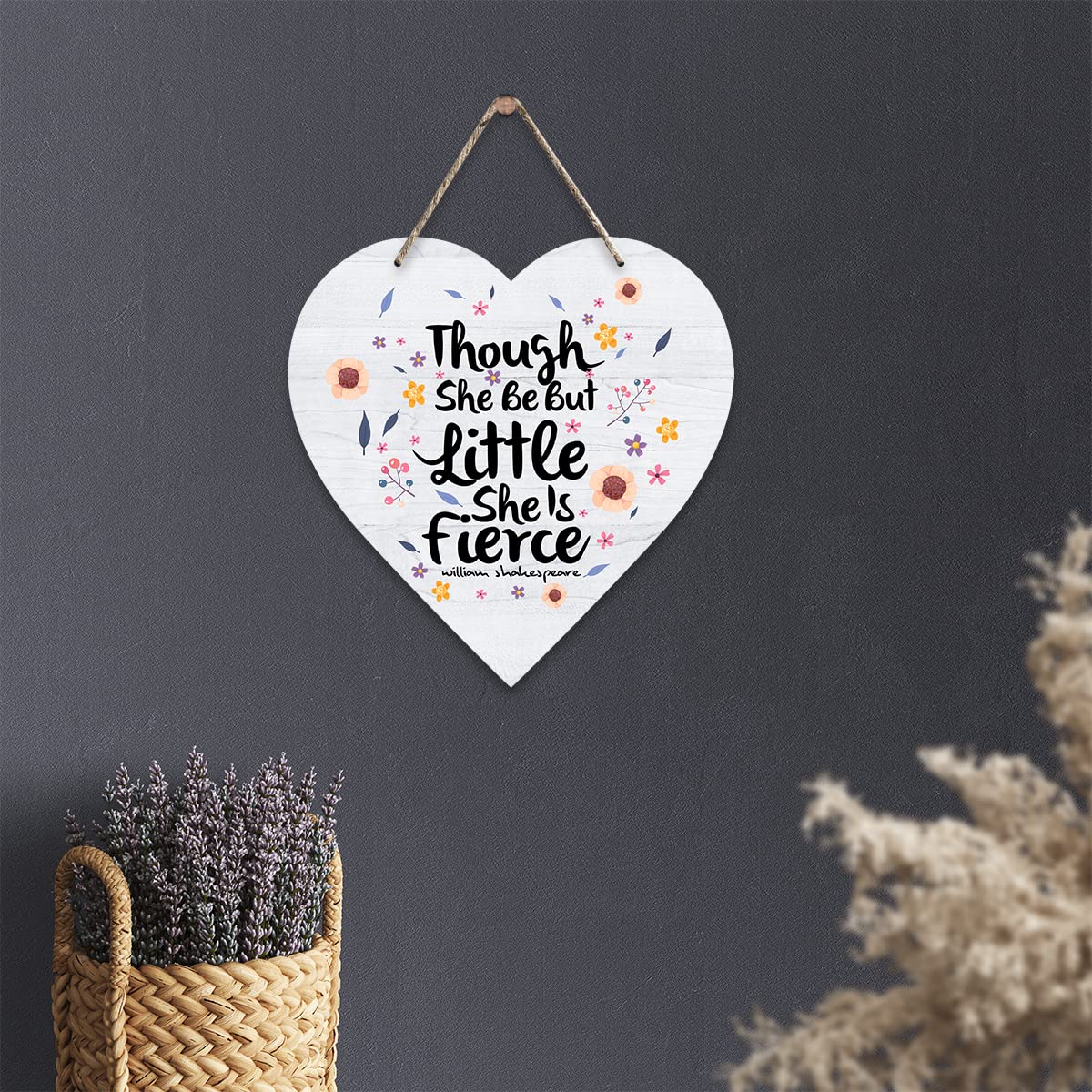 Targa In Legno A Cuore "Together Is My Favourite Place To Be" - 10x9 Cm Con Design Albero E Spago Rustico - 3