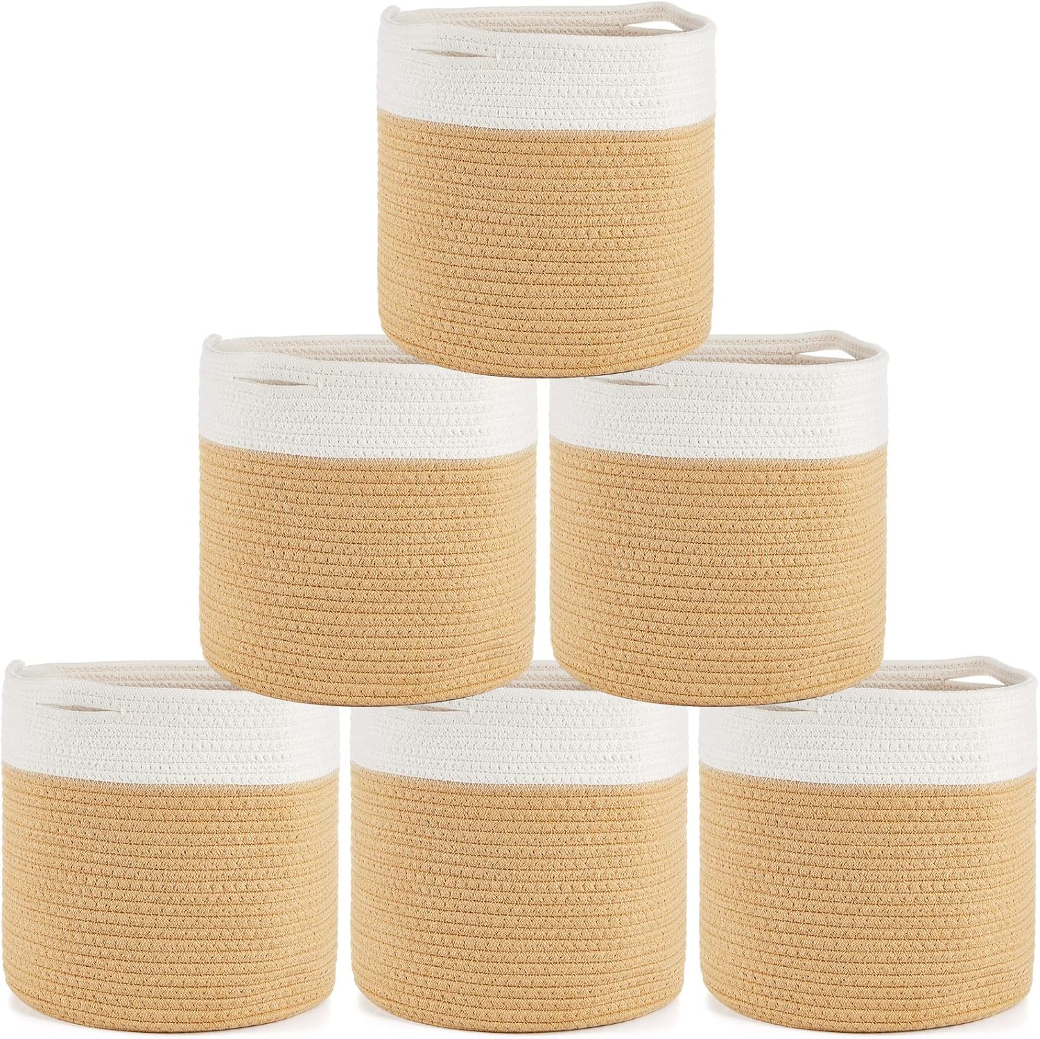 6 Pieces Woven Storage Baskets Cube Storage Organizer Bins