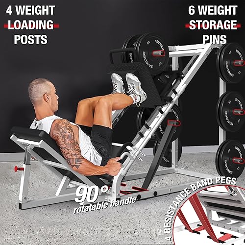 Miniatura 5 de Máquina de prensa de piernas con alfombrillas de ejercicio de rompecabezas y capacidad de 1500 libras máquina comercial ajustable de piernas Syedee
