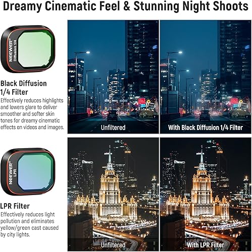 Miniatura 15 de NEEWER Juego de filtros ND/PL compatibles con DJI Mini 4 Pro, 6 unidades UV CPL ND8/PL ND16/PL ND32/PL ND64/PL Polarizador de densidad neutra