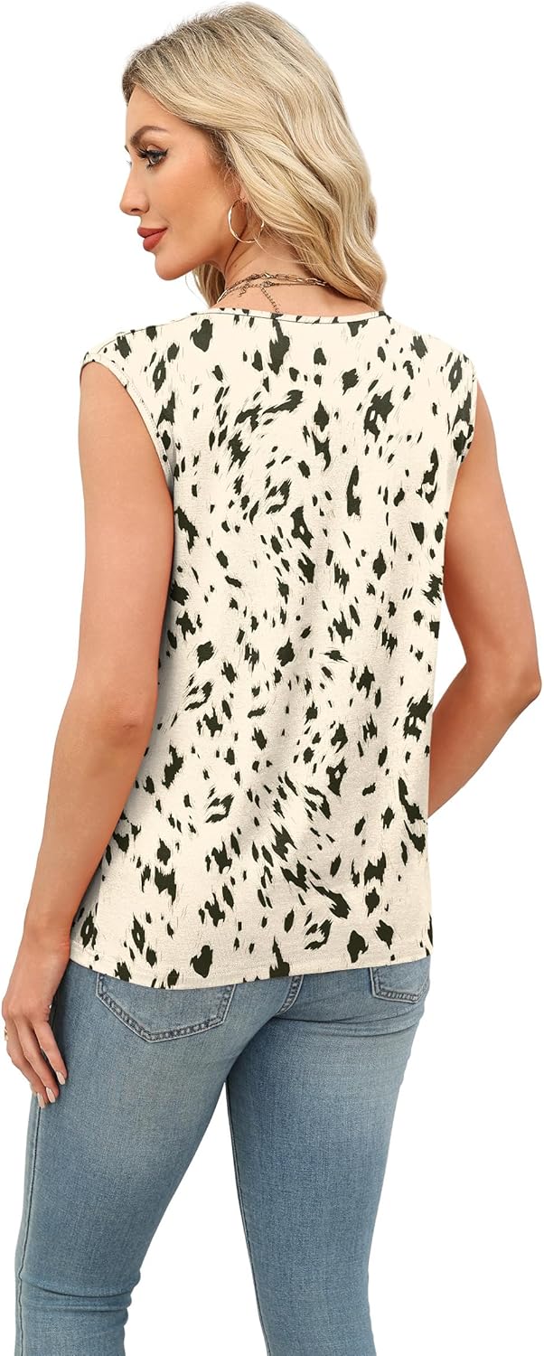XIEERDUO Womens Tank Tops Loose Fit Casual Fashion Summer Soft Pleated V Neck Sleeveless Blouses - Image 5