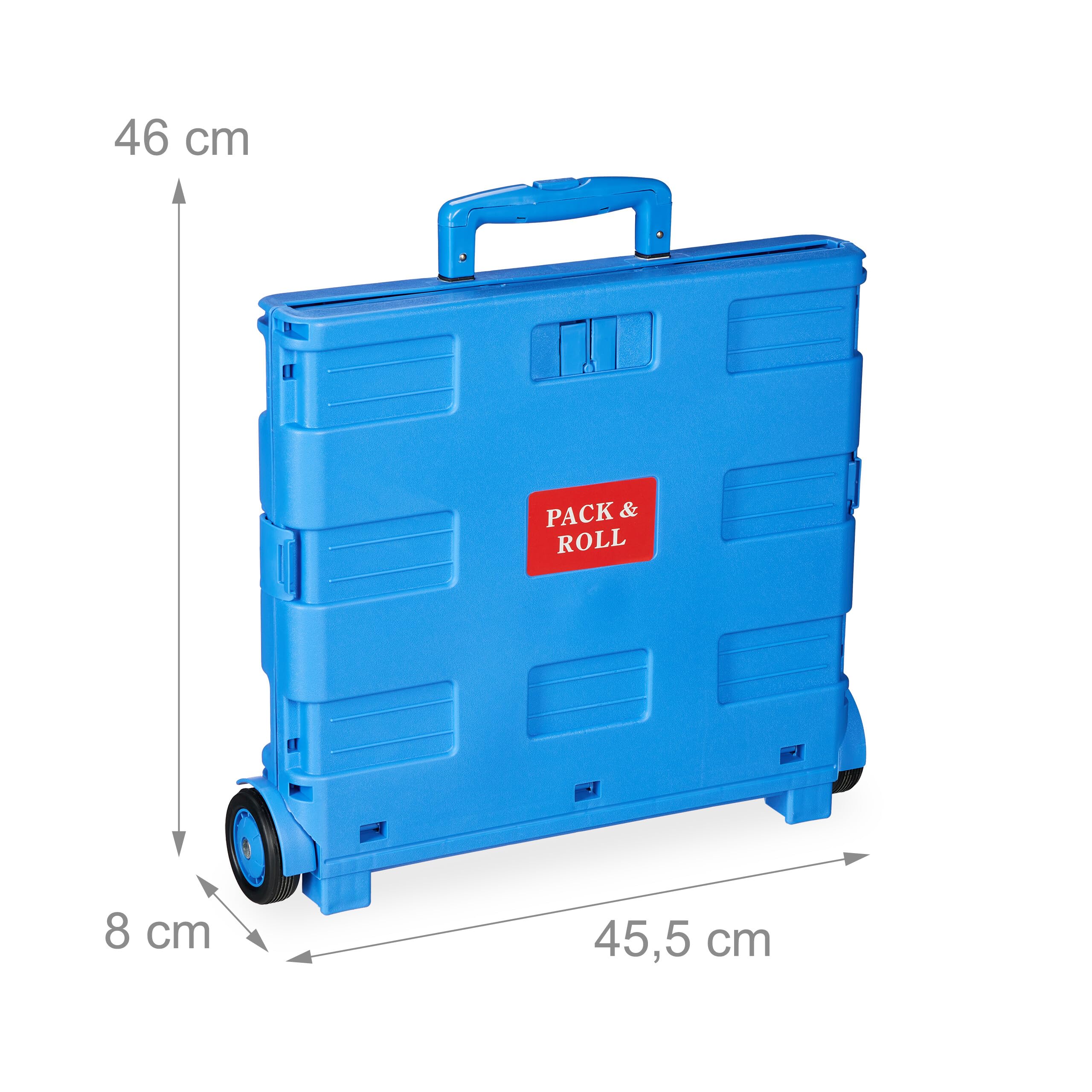 Relaxdays Carro de la Compra Plegable, Carrito de Transporte con Ruedas y Asa Telescópica, hasta 35 kg, Azul