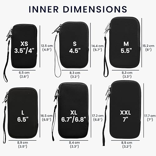 Miniatura 6 de kwmobile Funda de neopreno para teléfono tamaño XL - 6.76.8 pulgadas - Funda universal para celular con cremallera, correa para muñeca - Gasolina