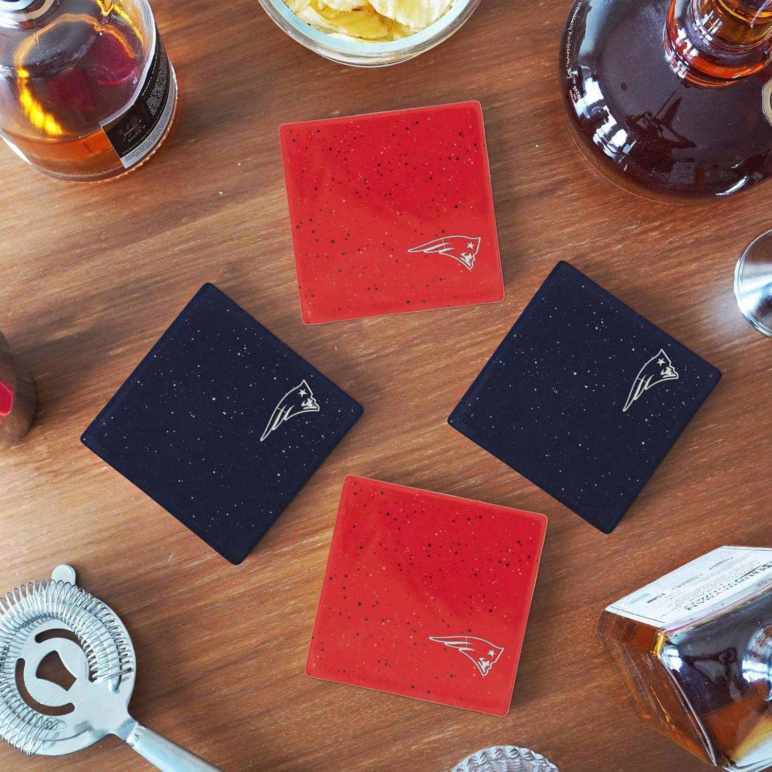 Rico Industries NFL Football Standard Set of 4 Ceramic Drink Coasters with Non-Slip Cork Base for Drinks - Image 2