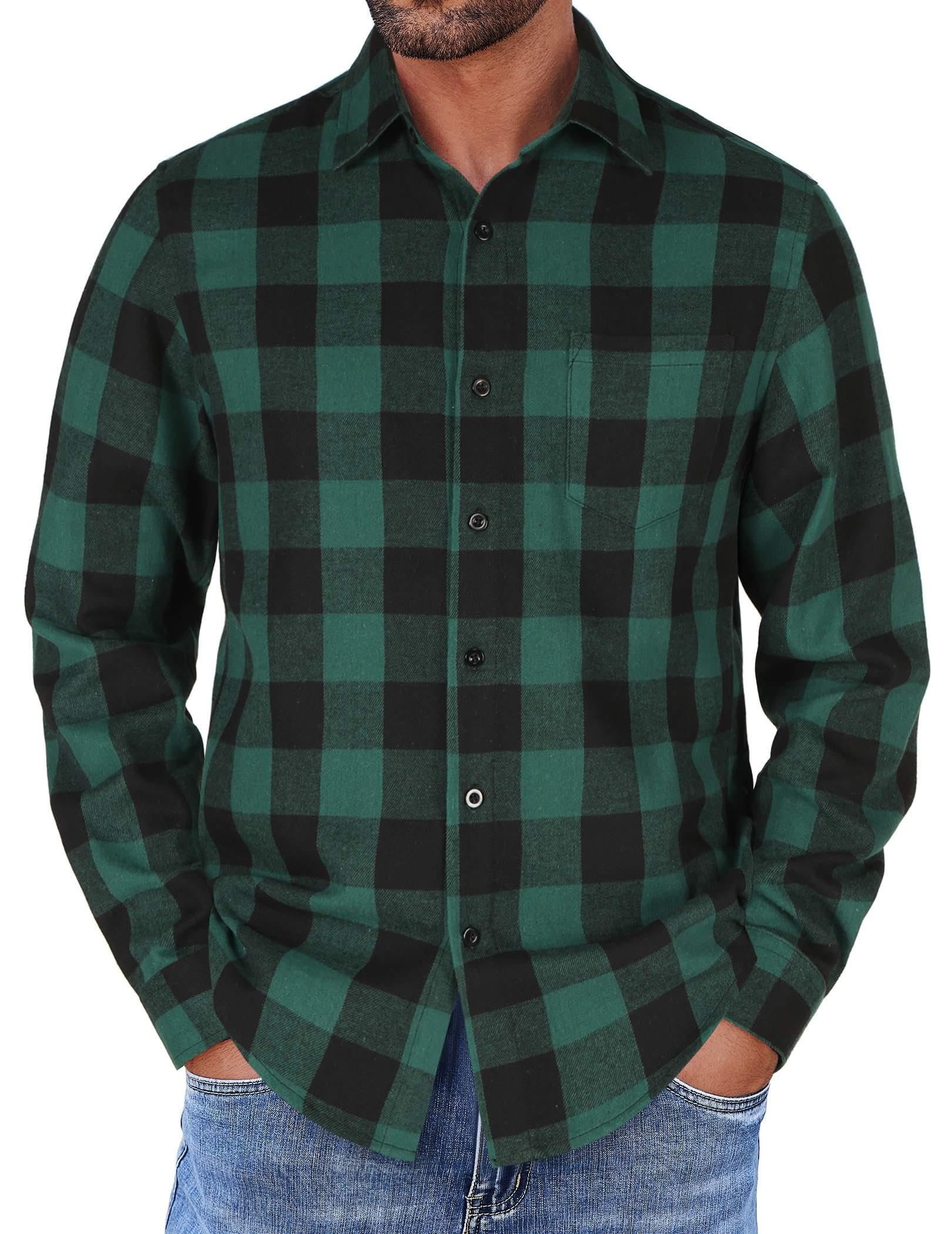 COOFANDY Herren Kariertes Hemd Langarm Trachtenhemd Casual Workhemden Regular Fit Shirt mit Taschen für Männer