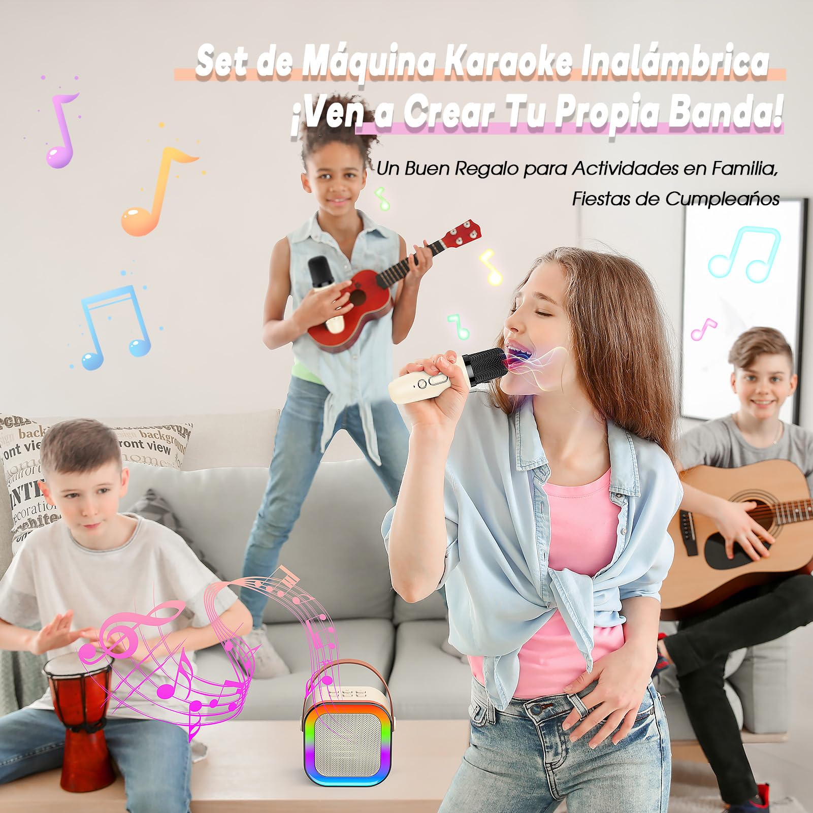 Dislocati Regalo Niña 3-12 Años, Microfono Karaoke Juguetes Niños 3-12 Años Karaoke 2 Microfonos Inalambricos Regalo Niño 4-12 Años Micrófono Karaoke Niños Juguete Niña 3-12 Años Regalo Navidad — view 7