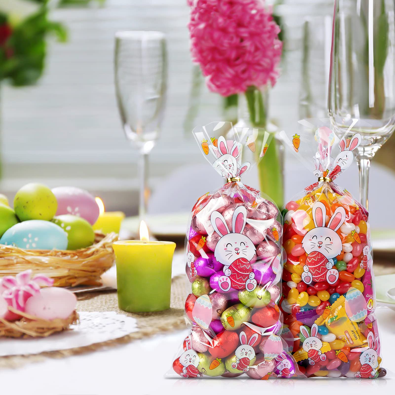 Lot De 100 Sacs Cadeaux En Cellophane Transparent Avec 100