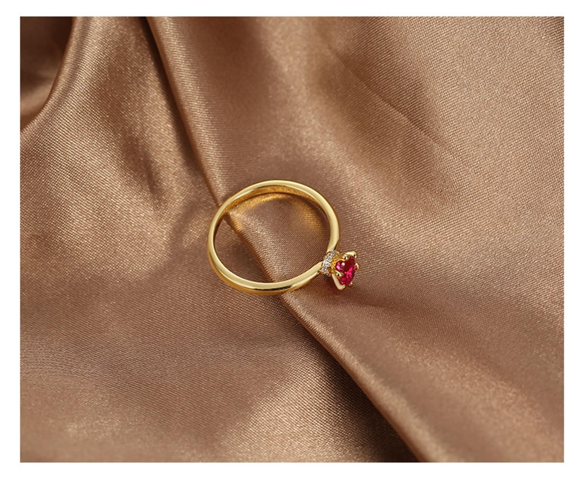 Beydodo Anillo Compromiso Oro 9 14 18 K para Mujer con Marquesa con Rubí Creado y Moissanita, Anillo Mujer Oro Matrimonio