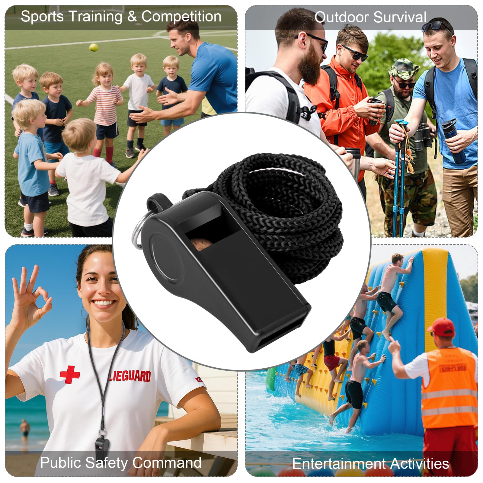 Seakii 24 Pack 120dB Loud Referee Whistles with Lanyards - Heavy-Duty Black Sports Whistles for Coaches, Referees, and Team Events - Image 7