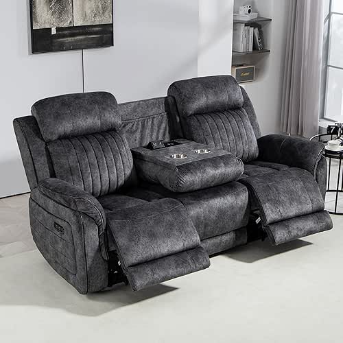 Zero Gravity Power Reclining Sofa with Adjustable Headrest, Electric Reclining