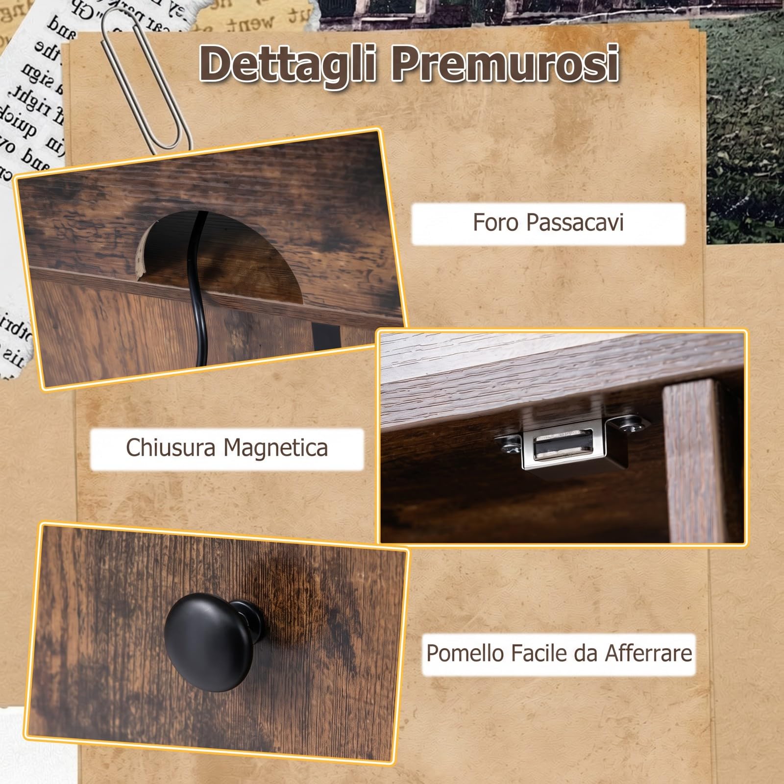 COSTWAY Mobile Giradischi con Stazione di Ricarica, Supporto Porta Vinili e Dischi, Tavolino con Armadietto e Scomparti Aperti, Stile Vintage, in Legno e Metallo, 80 x 35,5 x 85,5 cm