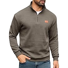 Men's Quarter Zip Pullover Sweatshirt Mock Neck Long Sleeve Sweater Slim Fit Casual Polo Sweaters