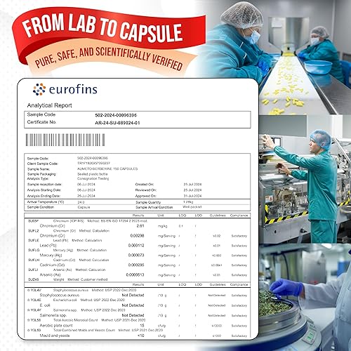 Miniatura 7 de Suplemento de berberina 8 en 1, equivalente a 13100 mg por cápsula, apoya la digestión, la inmunidad - con canela de Ceilán, cardo mariano, cúrcuma,