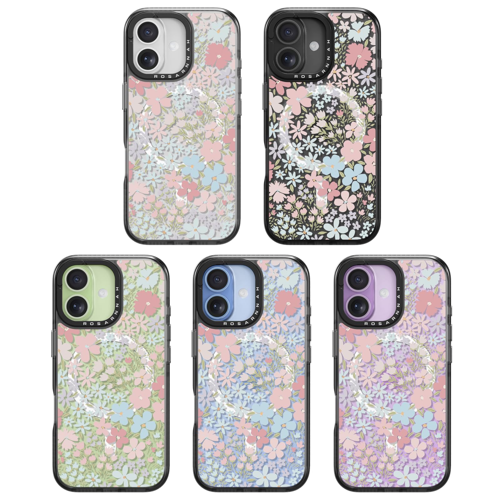 Rosarnnah Bonita funda para iPhone, compatible con Magsafe, duradera, a prueba de golpes, caída de 6.5 pies, divertido diseño de primavera rosa para iPhone (6.1 pulgadas), color negro