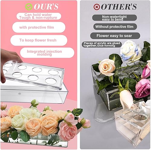 Miniatura 5 de 2 jarrones rectangulares de acrílico transparente de Acrylicpros para decoración de bodas, fiestas, negocios, familia, cocina, restaurante, etc. Se