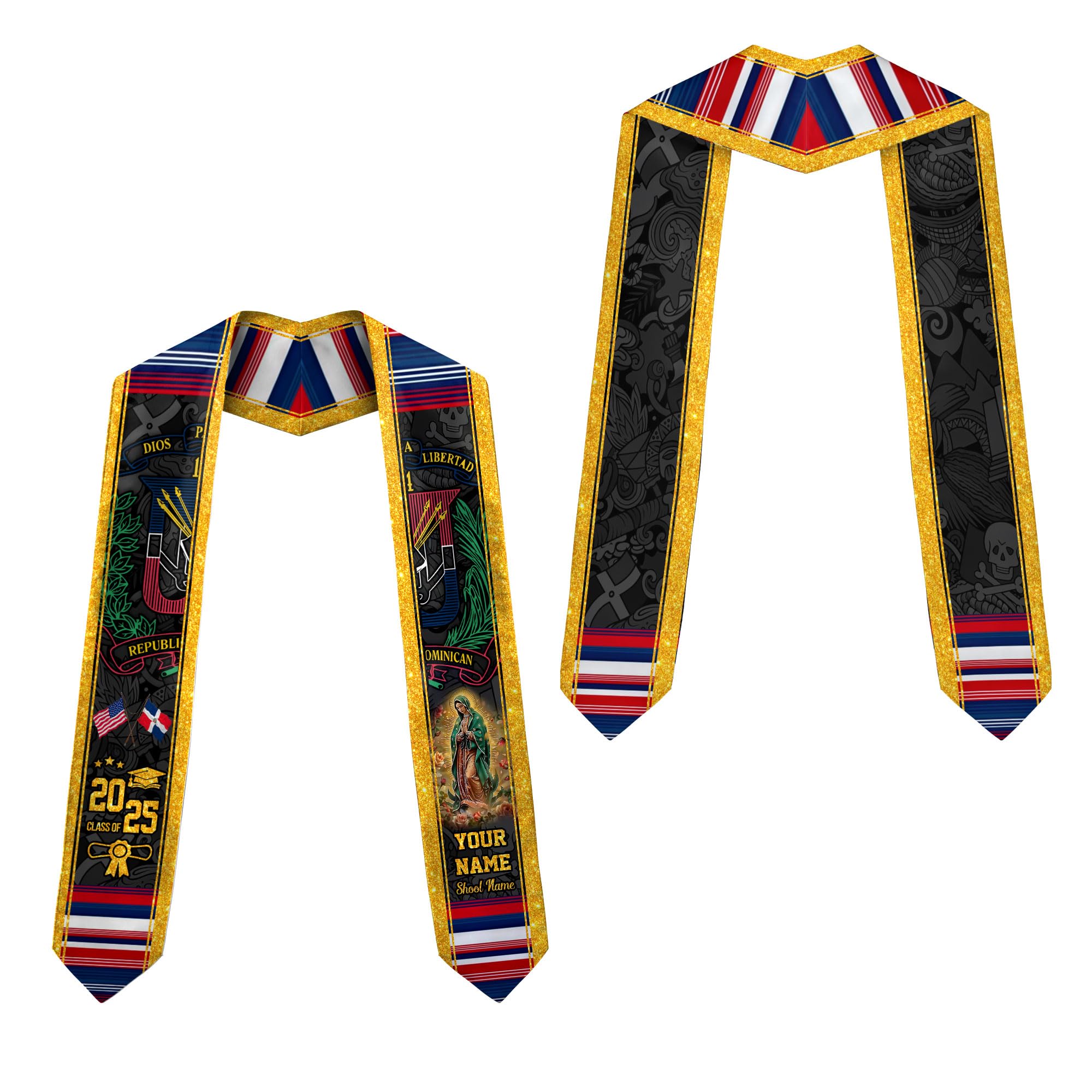 MonkeyVan Personalized Dominican Stoles for Graduation 2025, Custom Graduation Dominican Stole, Dominican Flag Graduation Sash Dominican2