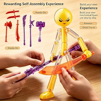 Collectable Action Figures Set, Multi-Jointed Movable Robot with 7 Weapons, Full Body Poseable Mechanical Doll, Stop Motion Ready, Mini Figure for Kids & Hobbyists (6Pcs)