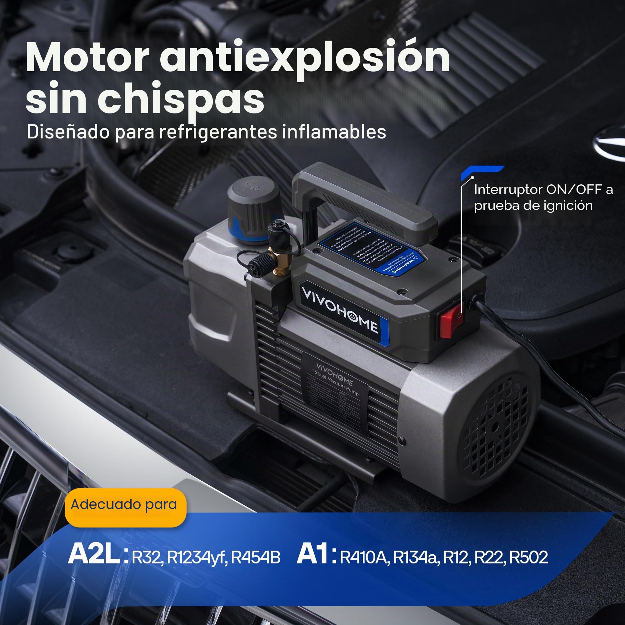 VIVOHOME 1/3 HP 4,5 CFM - Bomba de vacío y juego de manómetros AC