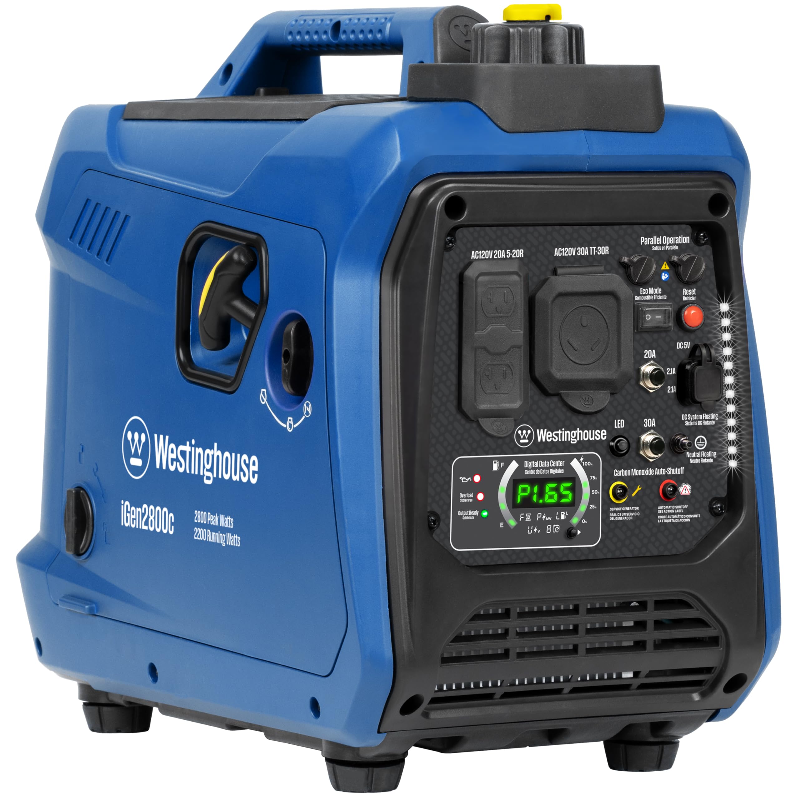 Westinghouse 2800 Peak Watt Super Quiet & Lightweight Portable Inverter Generator, Gas Powered, CO Sensor, Parallel Capable, Long Run Time