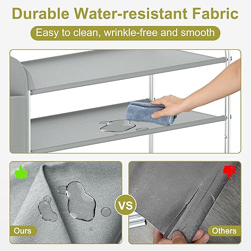 Miniatura 3 de Housen Solutions Zapatero de metal de pie para entrada de puerta delantera, 20-25 pares de 5 niveles, ahorro de espacio, estante vertical de