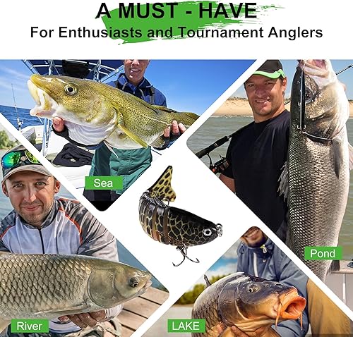 Miniatura 6 de 6 señuelos de pesca para lubina, señuelo de trucha de agua superior, cebos de natación multiarticulados, cebos duros de hundimiento lento