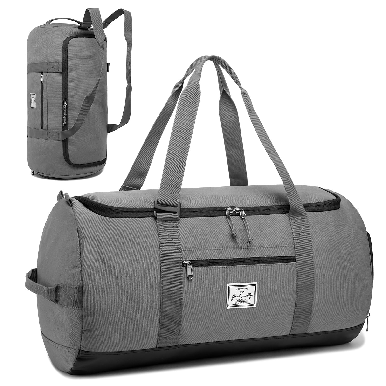 Lyweem 60L Duffle Bag for Men Travel Duffel Bag Large Size for Women Weekender Overnight with Shoes Compartment Multifunctional Gym Bags, Gray