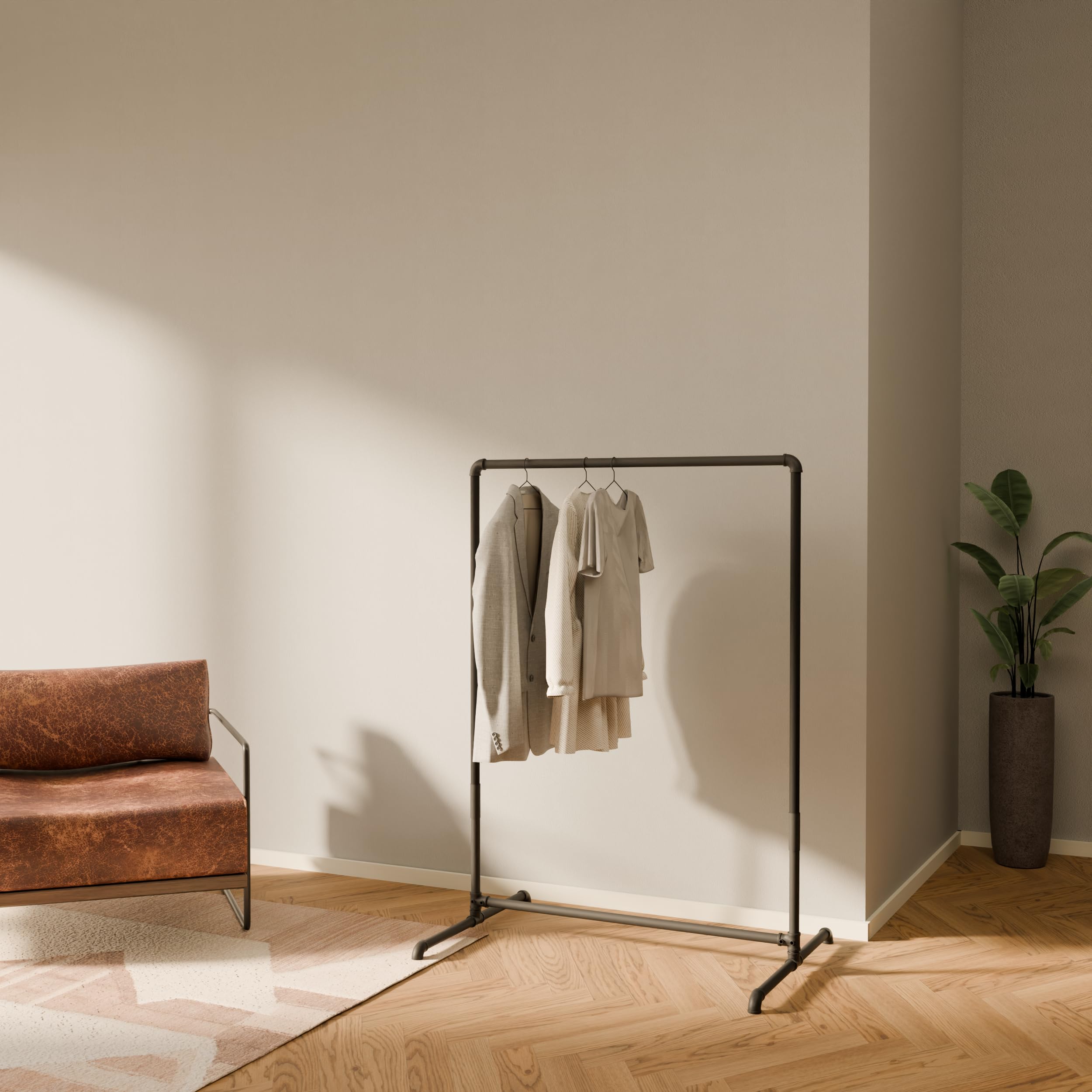 pamo Burro Ropa Independiente Negro 99x125 cm - Perchero de Pie | Soporta 60 kg - Recubrimiento en polvo resistente a los rayones y a los golpes, instalación rápida en 20 minutos
