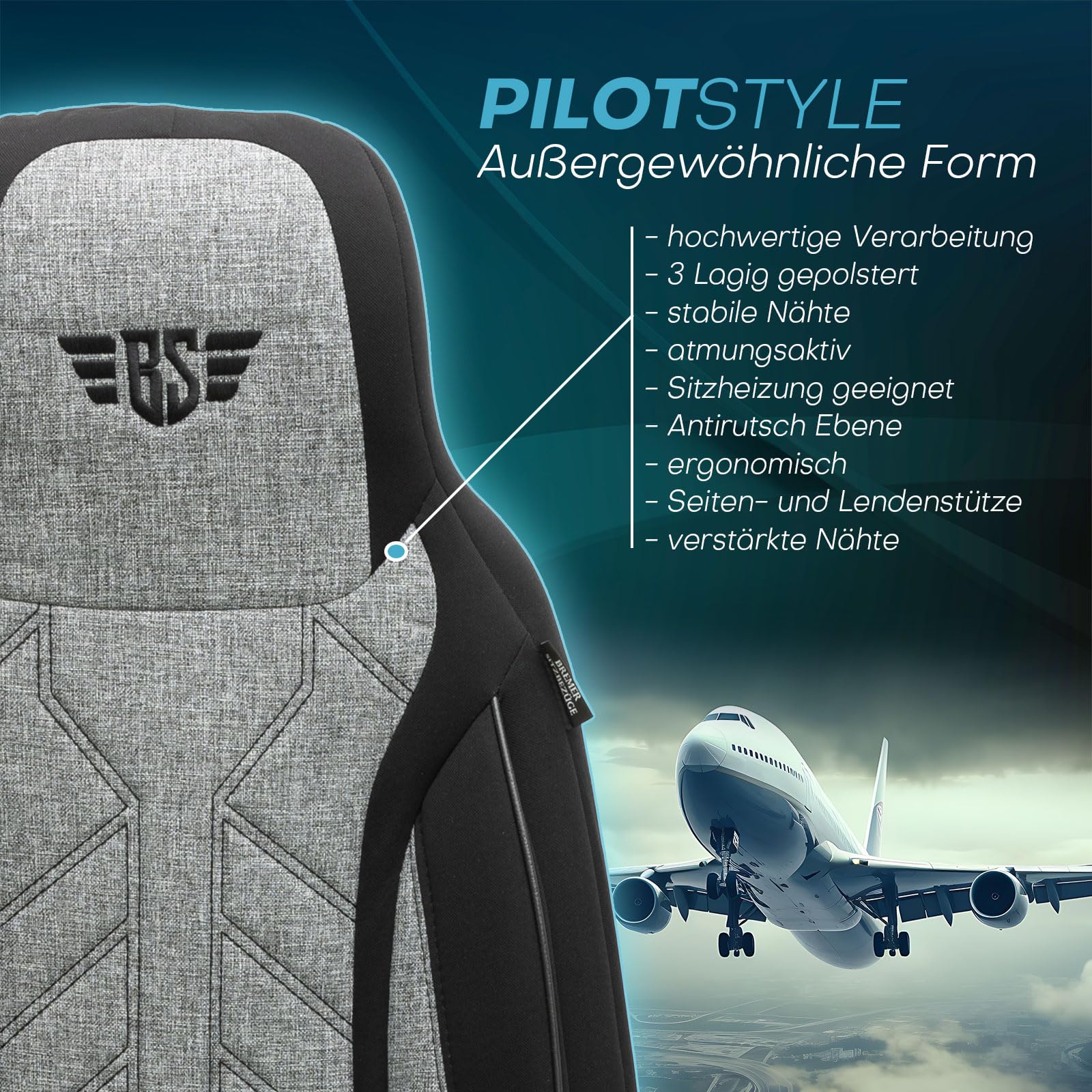 HERM201 - Fundas de asiento para Ford Fiesta | Color: negro y gris claro | Modelo: Prime Pilot | Fundas de asiento | Fundas de asiento | Fundas protectoras | HERM201