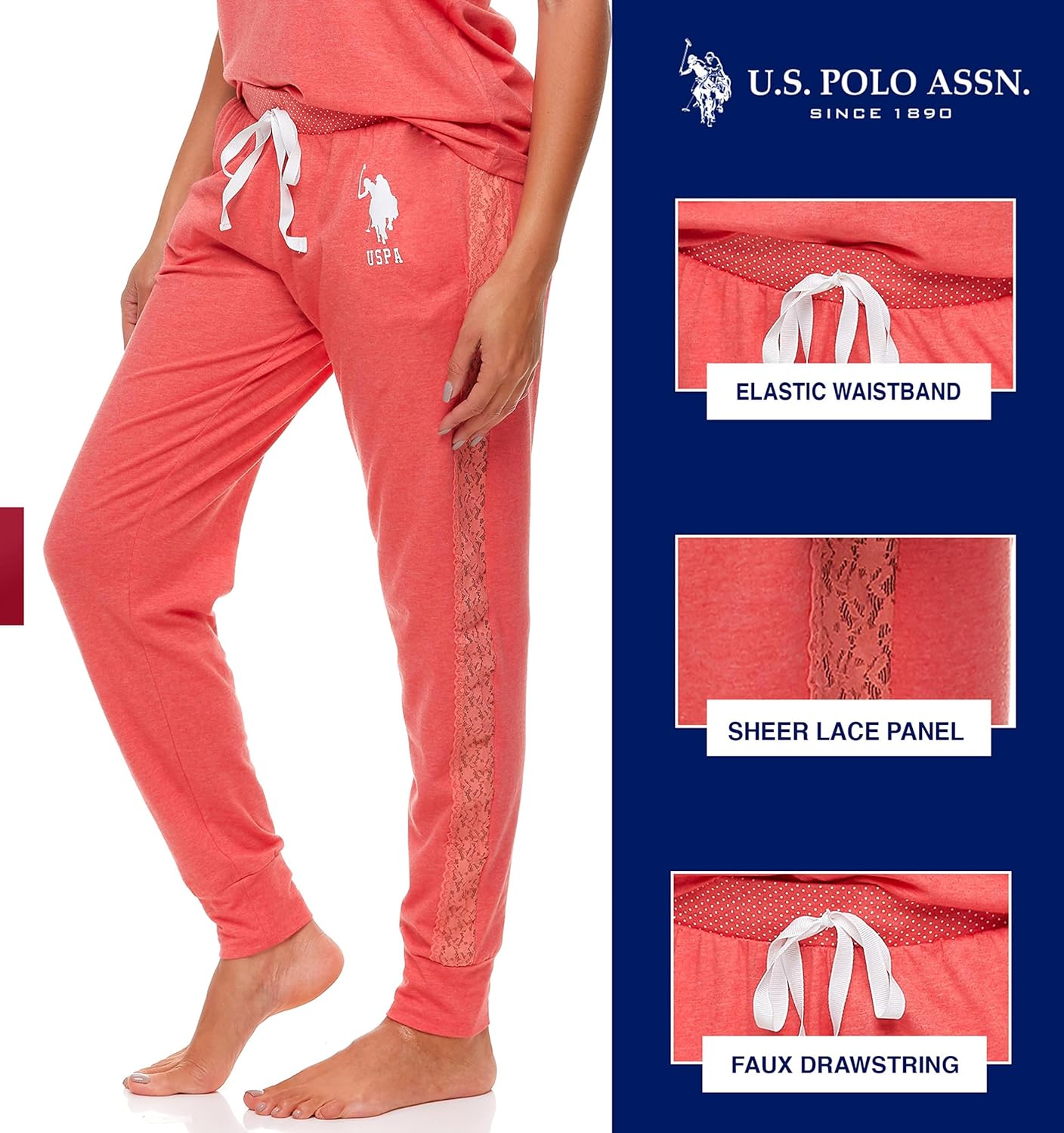 U.S. Polo Assn. Women's Tee, Long Pajama Pants Set Valentines Gifts for Her - Image 3