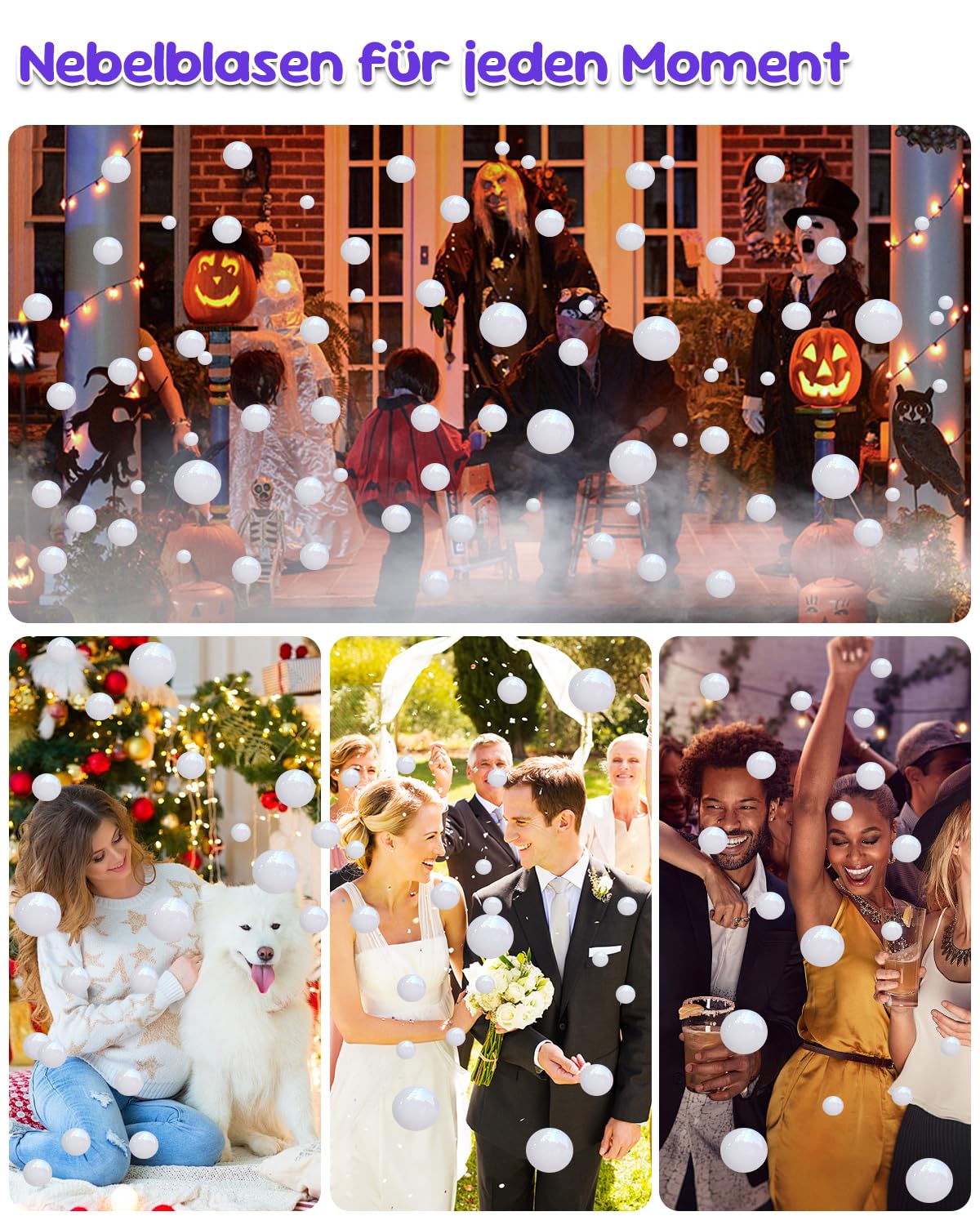 Nebelmaschine, 450W Fog Bubble Machine mit drahtloser Fernbedienung, 3 in 1 Bubble Fog Machine, Make Bubble | Fog Bubble | Continuous Fog for Halloween Weihnachten Party Hochzeit Geburtstag Holiday