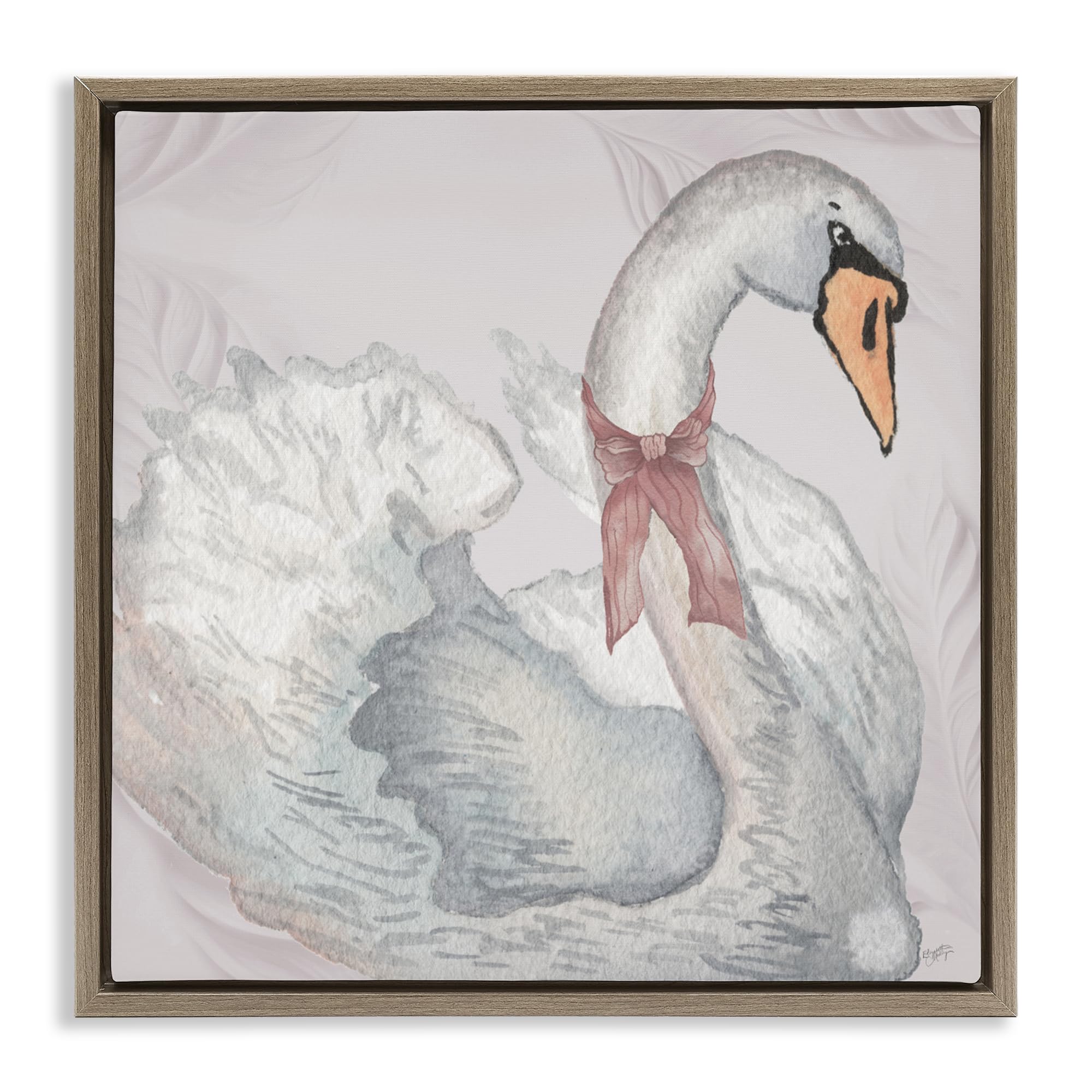 Stupell Industries 'Subdued Classic Swan', Floating Frame Canvas Art, Brown, 25 x 25