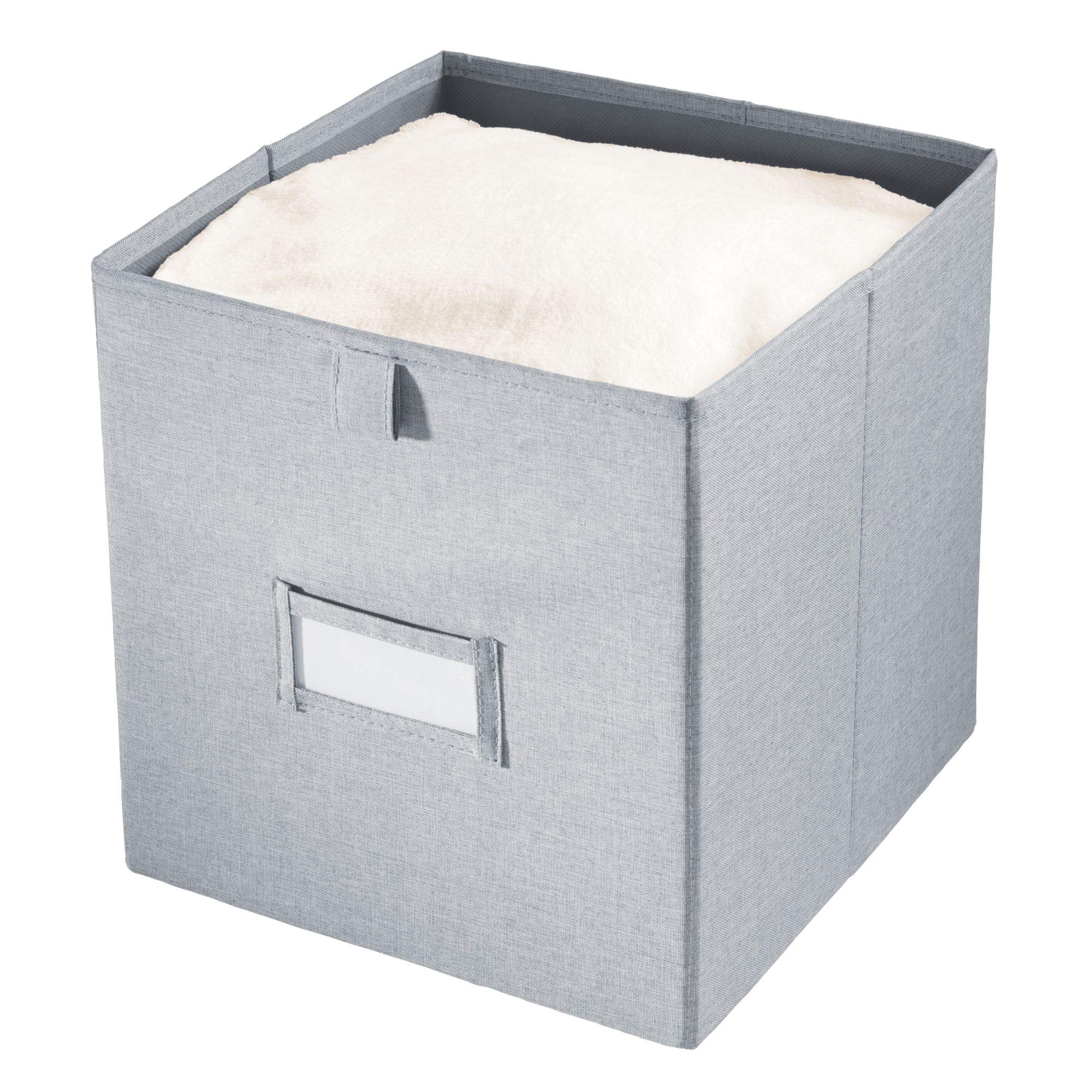 iDesign Codi Open Fabric Storage Cube for Bedroom, Mudroom, Living Room, 11 Inches - Gray
