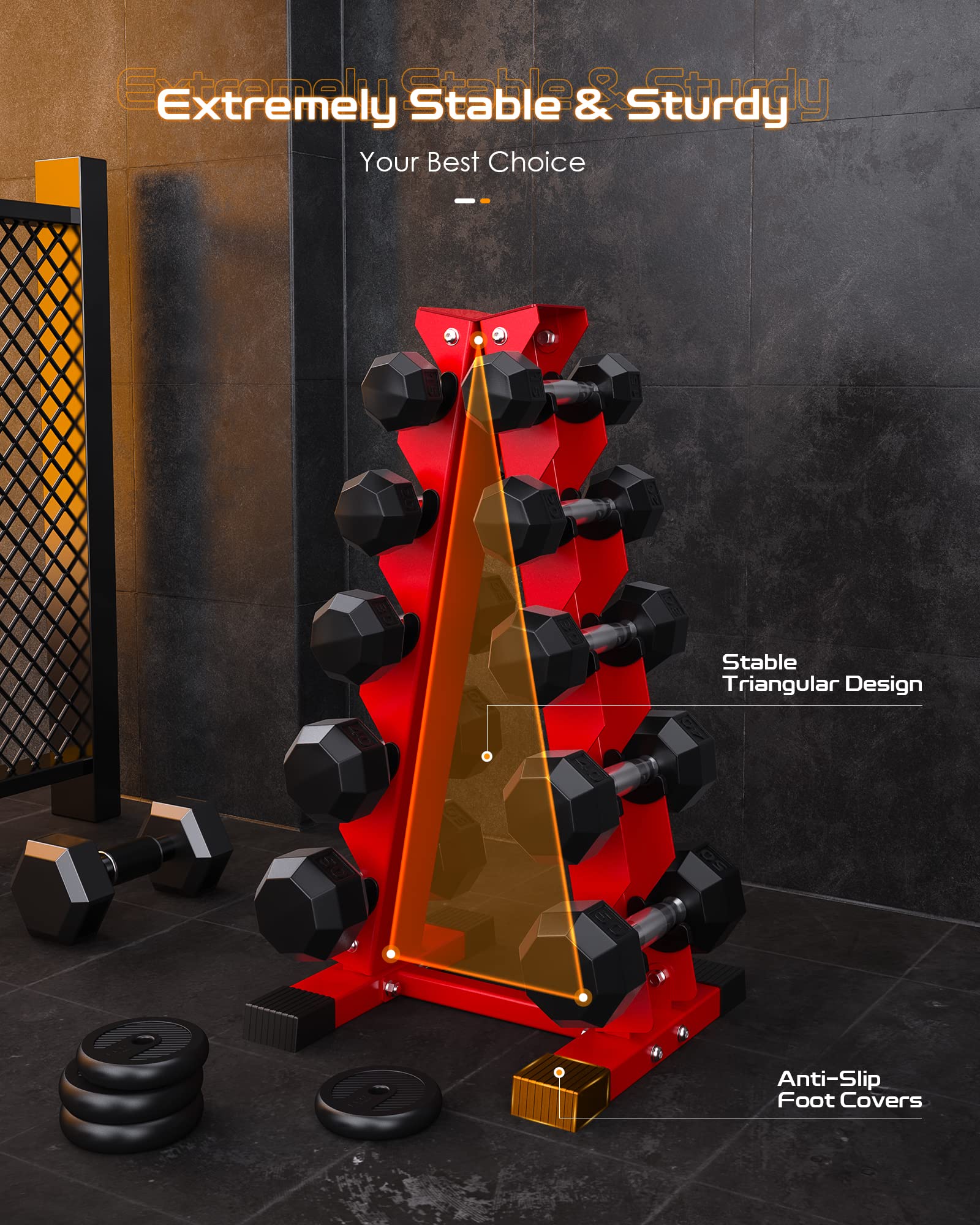 Dumbbells Set Women 4-Tier Dumbbell Weight Stand - A-Frame Storage Rack For Home Gym (Dumbbells Not Included) Dumbell Rack - View #2