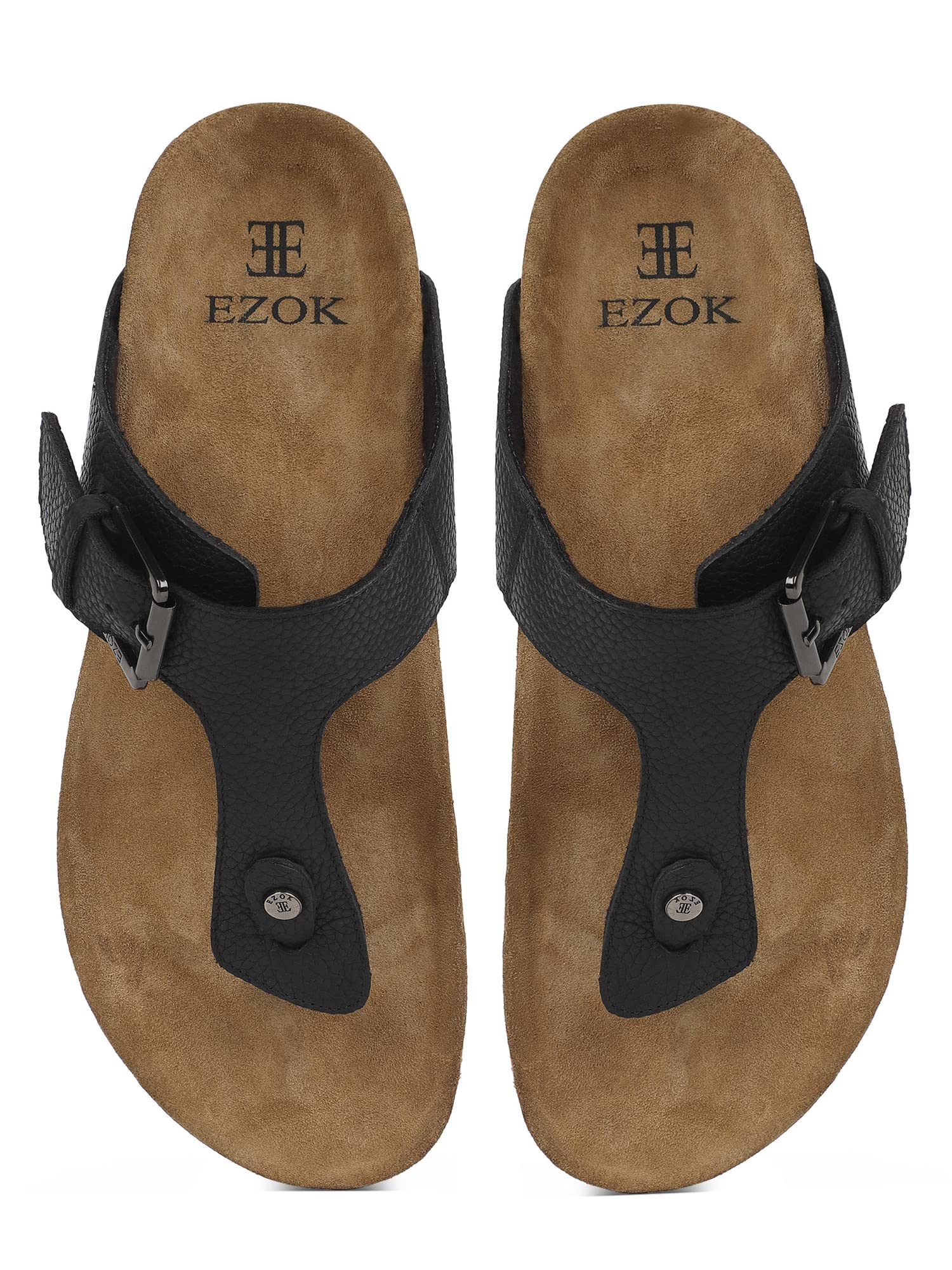Ezok black leather sandal for men (2309) (B0C55GDFB6) Amazon Price History, Amazon Price Tracker