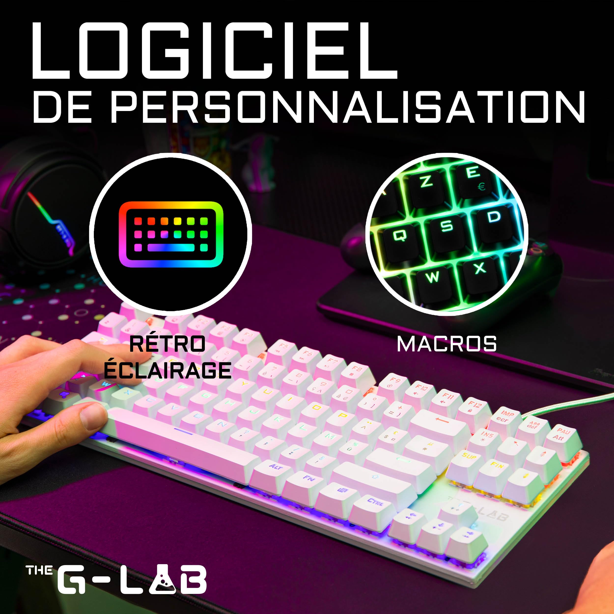 Tastiera Meccanica Da Gioco Combinata Tkl + Mouse - The G-Lab - Combo Mercury W - Bianca