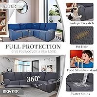 Vista 480 de Fundas 100% impermeables para sofá reclinable seccional, fundas para sofá reclinable en forma de L, funda para sofá seccional de esquina