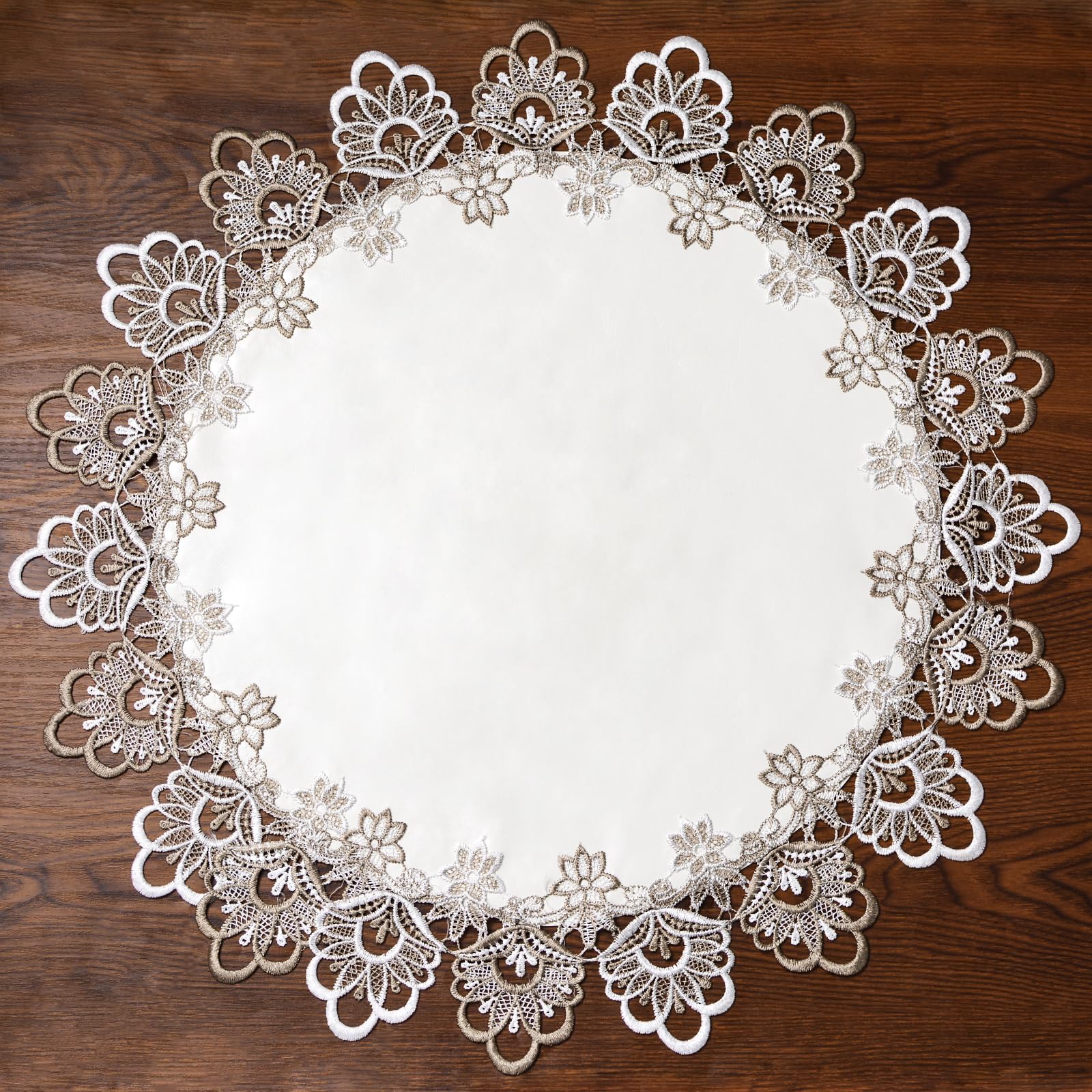 Napperon Ancien Fait Main - Centre De Table En Dentelle Blanche - Broderie Jours - France