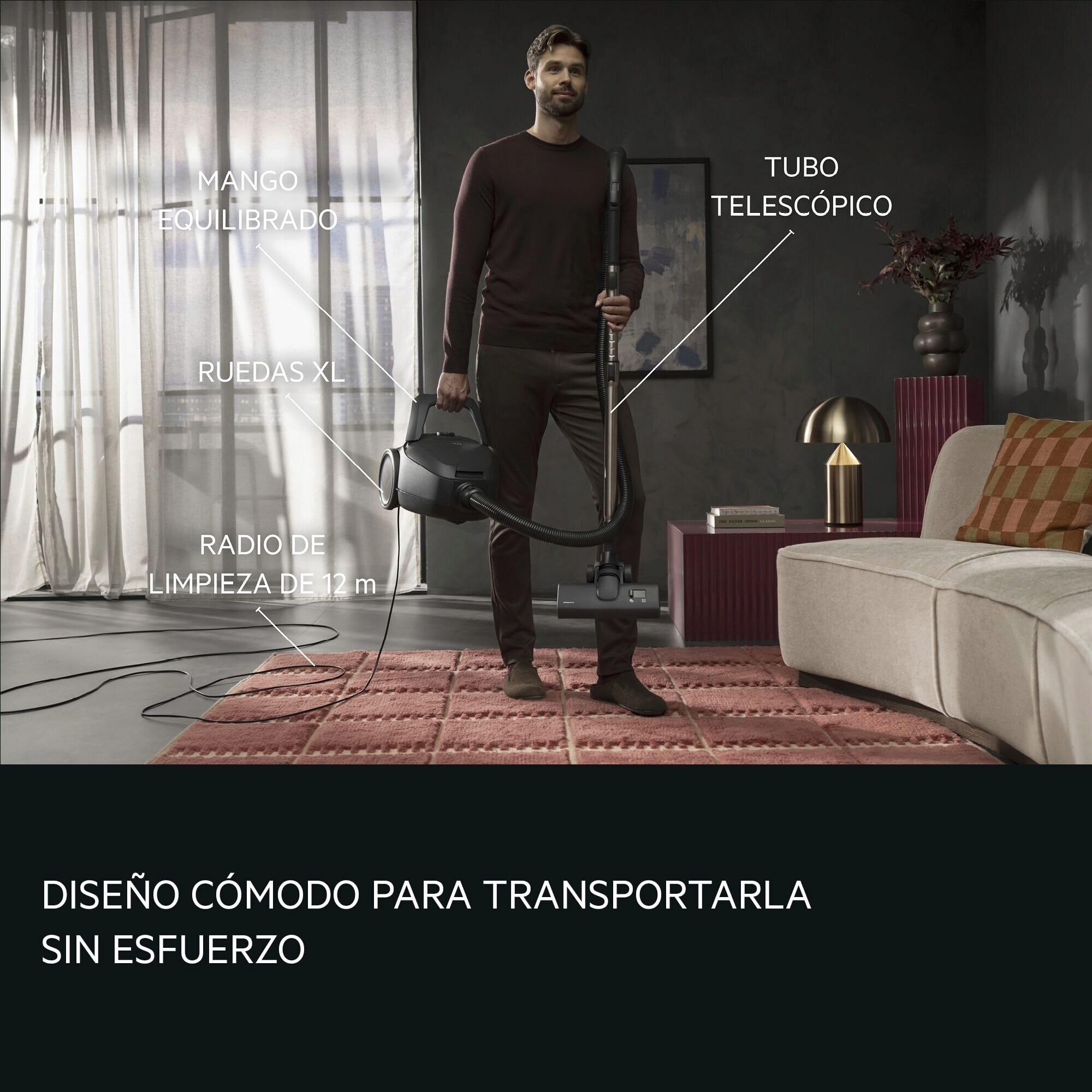 AEG Aspirador 750 W VX83-2EBR Negro | 750 w, 3,5 l, ruido 64 db(a), aspirador con bolsa, apto todo suelo