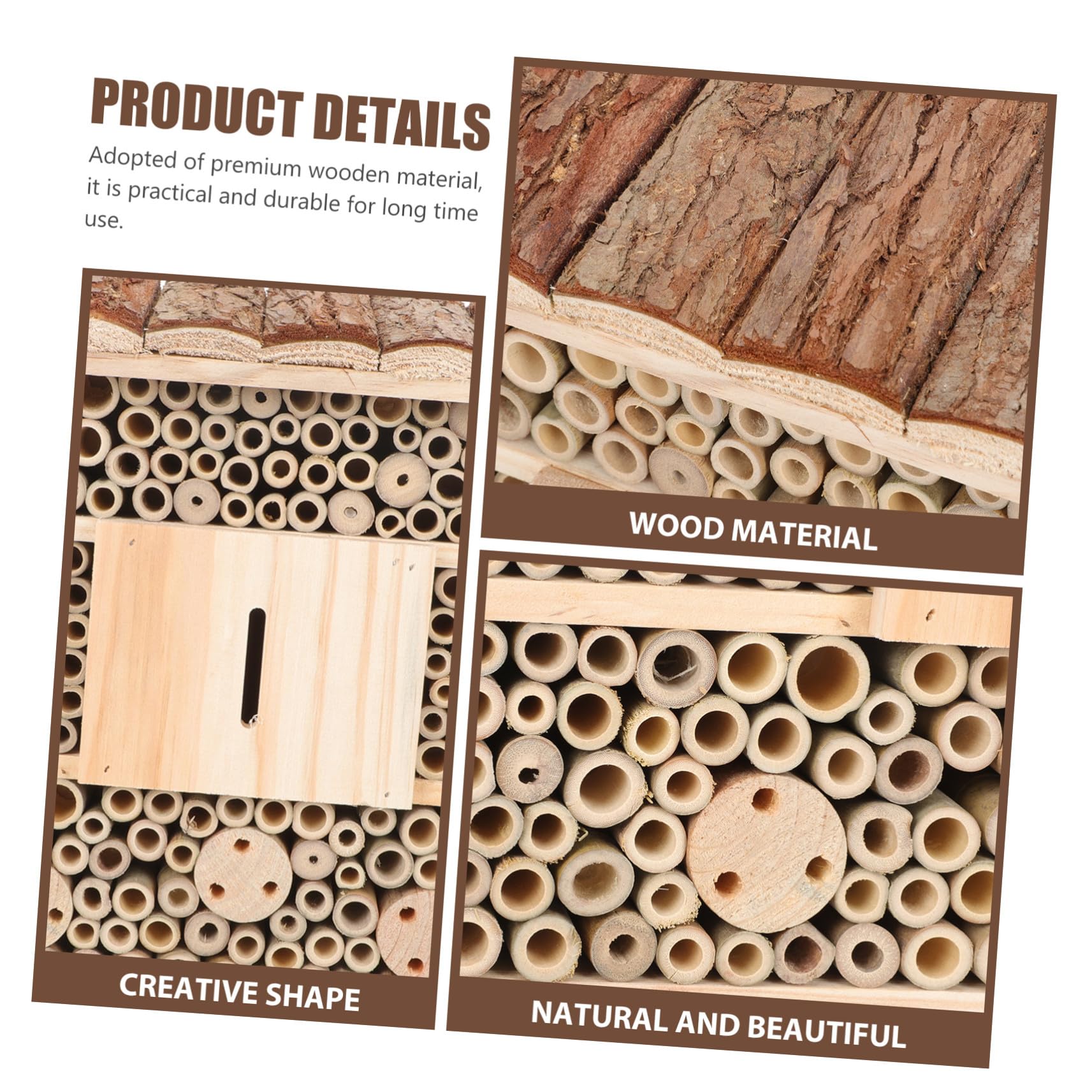 Abaodam Casetta per Insetti da Giardino in Stile Casetta di Legno Beige in Plastica, Funzionale per Mantenere L'ecologia e Attirare Api e Piccoli Coleotteri, Decorazione per Giardino