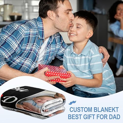 Vista 45 de Regalos personalizados para el día del padre, cumpleaños para papá de hija, esposa, hijo, regalos personalizados para el día del padre, manta con S1