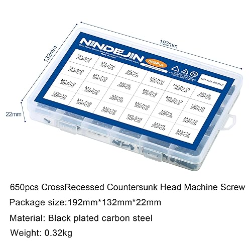 Vista 23 de NINDEJIN Juego de tornillos de acero al carbono para computadora portátil, 720 unidades, cabeza plana, surtidos de tornillos Phillips