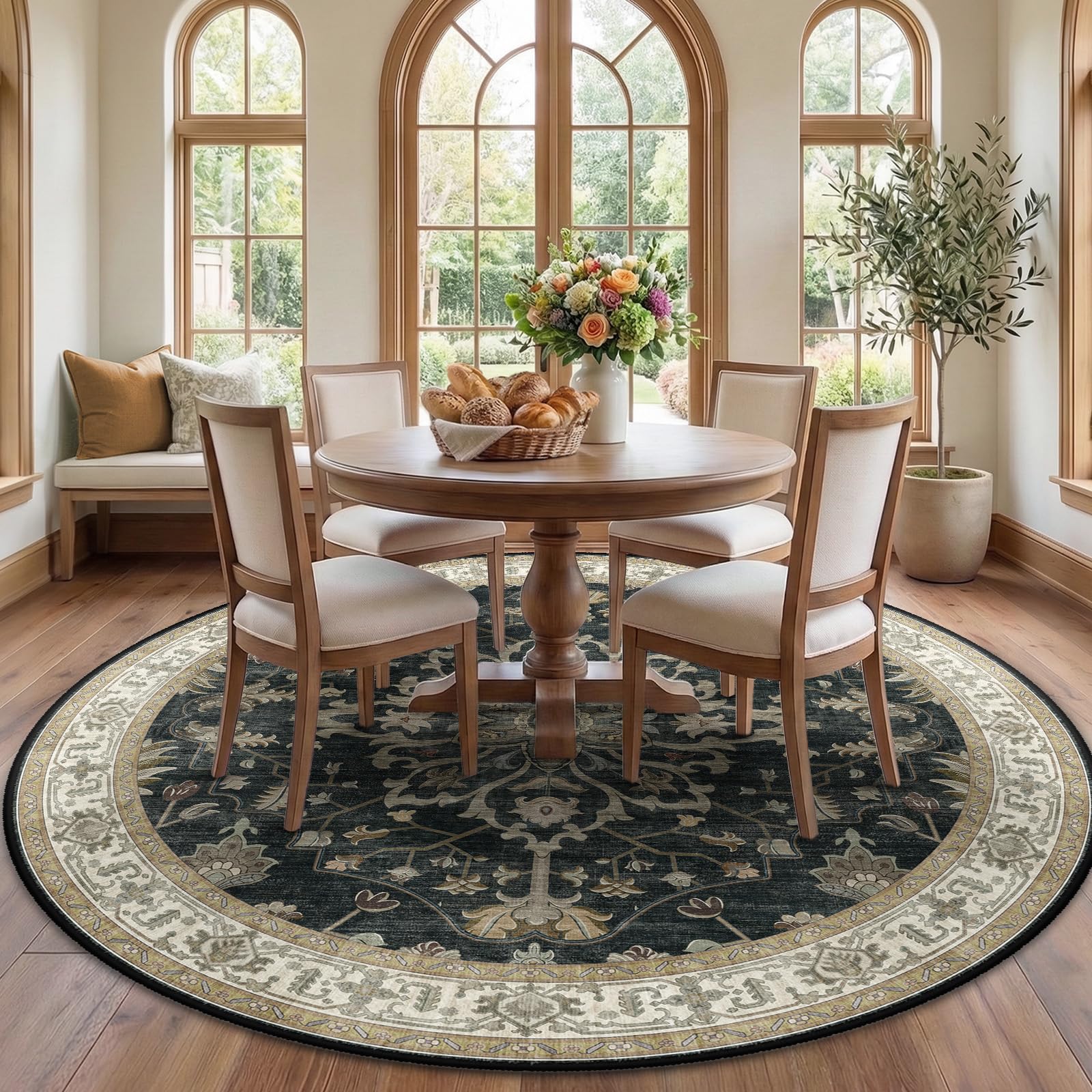 Amazon.com: RELEANY Area Rugs Round 7ft Washable Non-Slip, Floral